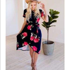 Floral tie midi
